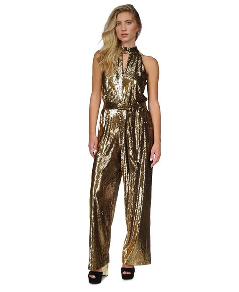 michael kors sequin jumpsuit|michael kors embellished halter jumpsuit.